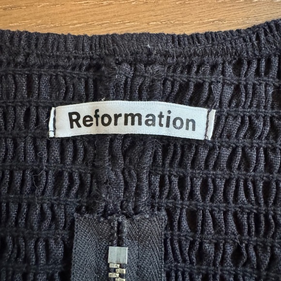 Reformation Black Midi Skirt and Crop top matching set linen - Picture 4 of 8